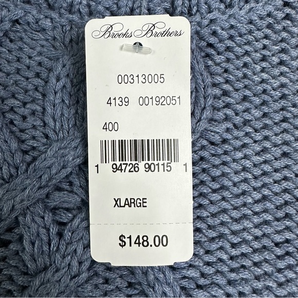 Brooks Brother Cable Knit Long Sleeve Pullover Blue Sweater Size XL Preppy - Picture 3 of 9